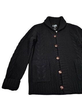 New Loft 604 Mens 100% Wool Cable Knit Shawl Cardigan M Heritage Grandpa
